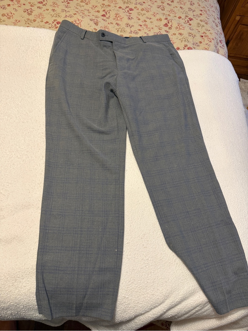 Men's Plaid Dress Pants in Gray - Classic Tailored Fit